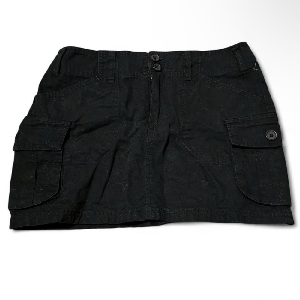 Black Cargo Mini Skirt